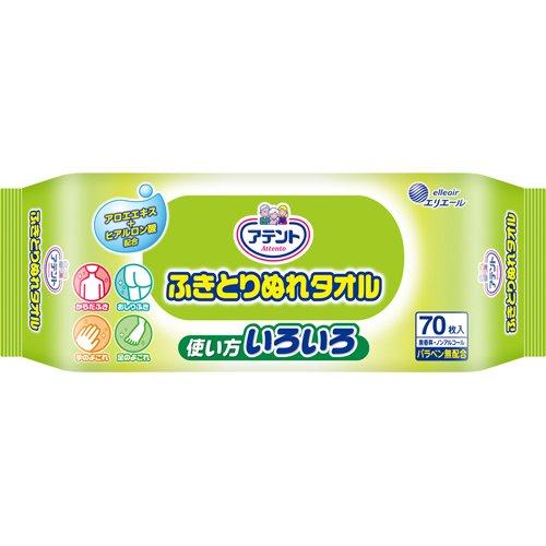 【在庫処分】 大王製紙 アテント ふきとりぬれタオル (70枚入) 清拭タオル