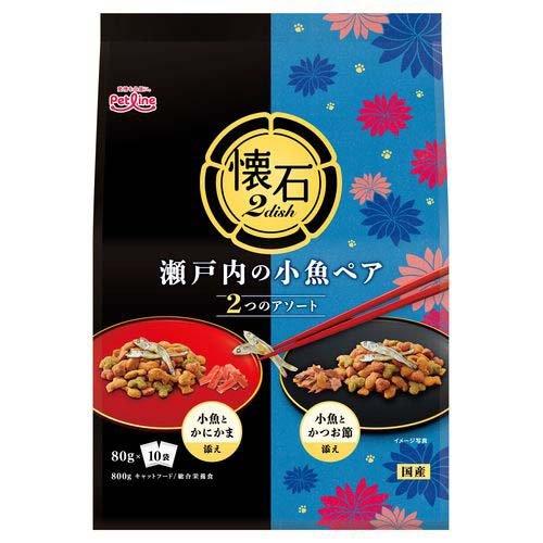 【在庫処分】[1]  ペットライン 懐石2dish 瀬戸内の小魚ペアり (80g×10個) 猫用 キャットフード