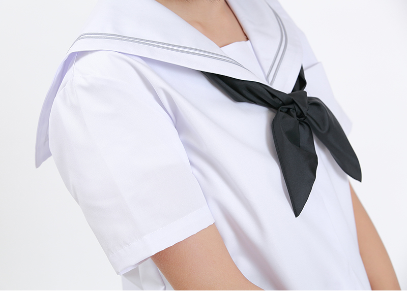 セーラー服 半袖 夏用 女子 制服 白 グレー2本ライン 150cmA〜180cmA (夏服 学生服 中学校 中学生 Tiara) (送料無料) (取寄せ)