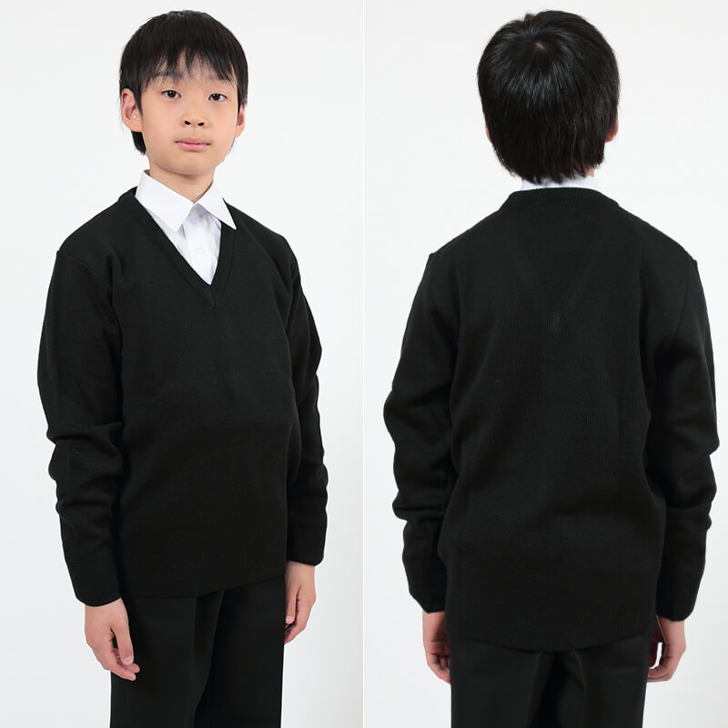 FIRST BEAT スクールニット Vセーター 100〜130cm (学生服 制服 中学生 高校生 ニット スクールセーター 学生 黒 紺) (取寄せ)