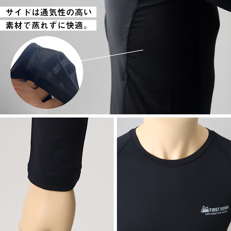コンプレッションウェア メンズ インナー スポーツインナー M L LL 長袖 丸首 筋トレ ランニング トレーニングウェア UV対策 紫外線対策 夏 速乾 運動 ゴルフ