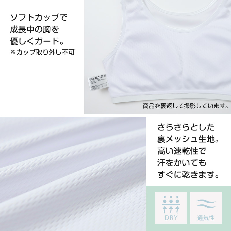 ハーフトップ ジュニア 裏メッシュ カップ付き インナー 140cm 150cm 160cm 女の子 スクール 小学生 中学生 子供 下着 キッズ ノンワイヤー ガールズ 速乾性