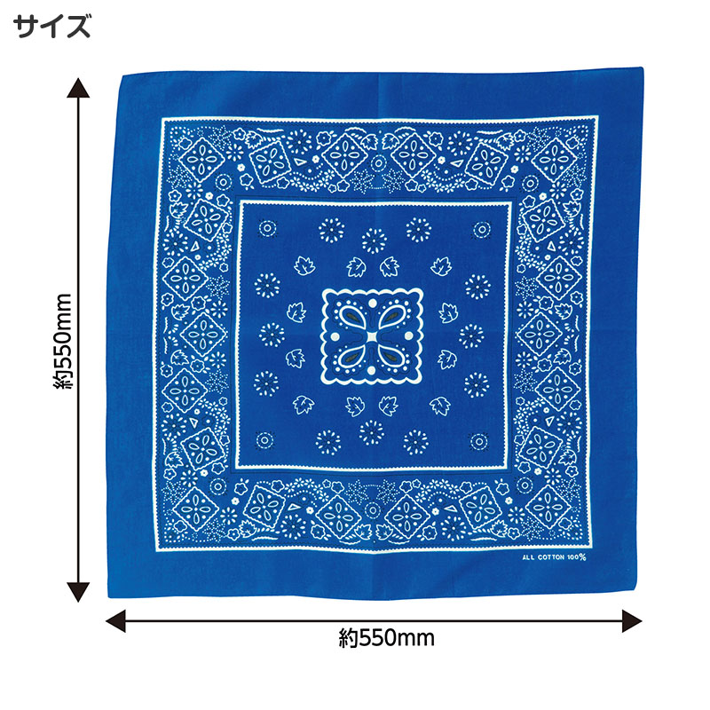 バンダナ 55cm 大判 ペイズリー カラー キッズ 三角巾 55×55cm ヘアアクセサリー 首巻き 頭巻き スカーフ 運動会 体育祭 ダンス イベント フェス (取寄せ)