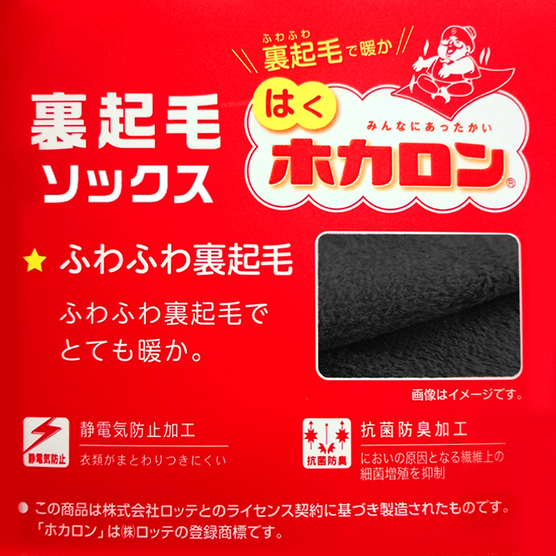 レディース クルーソックス 裏起毛 靴下 ソックス クルー丈 ホカロン あたたかい あったかい 防寒 260デニール相当 22-25cm 暖かい 保温 アツギ 黒 atsugi 冬 秋