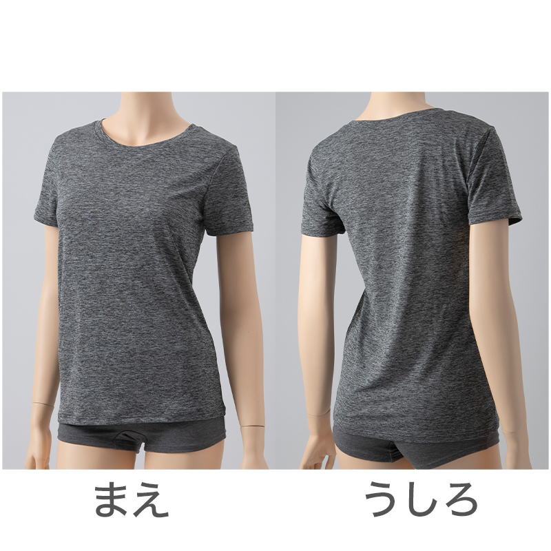 レディース Tシャツ 丸首 クルーネック インナー 夏 吸水速乾 ムレない ストレッチ 伸縮性 汗冷え防止 サラサラ 下着 肌着 白 黒 グレー ピンク M L LL (在庫限り)