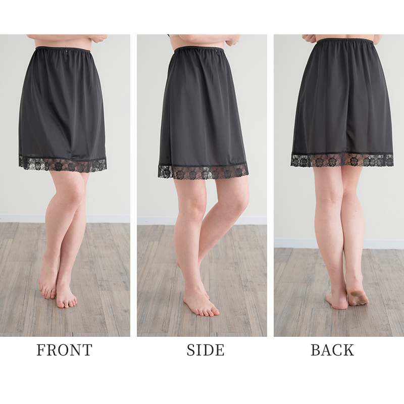 ペチコート レディース チュール 50cm丈 日本製 M L LL インナー スカート 透け防止 透けにくい トリコット 日本製 吸水速乾 静電防止 ランジェリー 下着