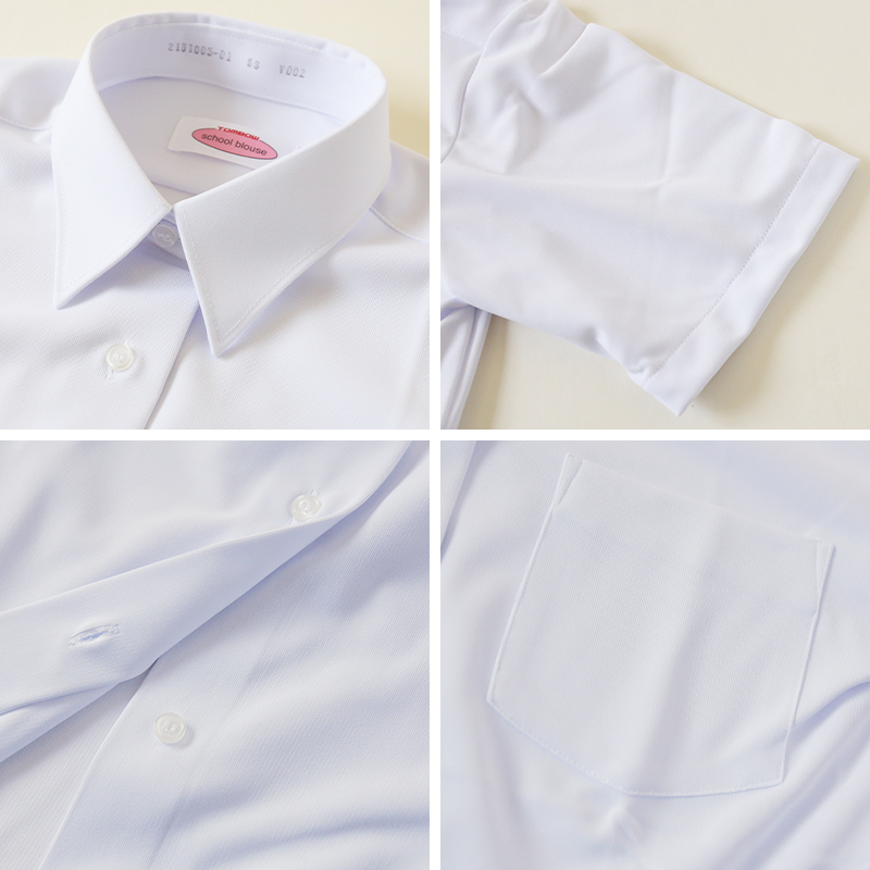 トンボ スクールシャツ 女子 半袖 ストレッチ ニット 学生服 シャツ SS〜BEL (制服 中学生 高校生 学校 ノーアイロン 透けにくい 女の子)