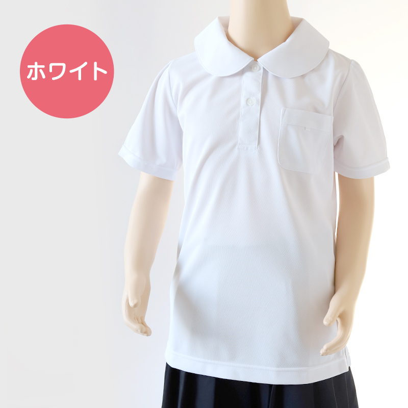 小学生 ニット 半袖 丸襟 ポロシャツ 100A〜160A 富士ヨット スクールシャツ 女の子 女子 学生 120 130 140 150
