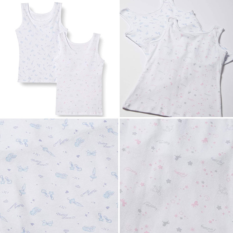 女児 パット付き タンクトップ キッズ 綿100 2枚組 140cm〜165cm 子供 下着 肌着 女の子 カップ付き インナー シャツ 綿100% コットン セット