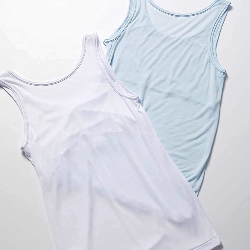 女児 タンクトップ 胸二重 接触冷感 2枚組 140cm〜160cm (タンクトップ インナー シャツ 下着 女の子 女子 子供 キッズ ジュニア 白 水色 無地 シンプル セット)