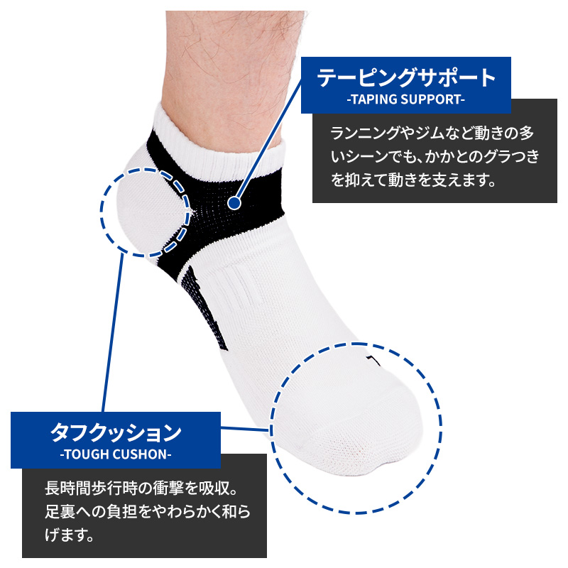 グンゼ アクティブスタイル メンズ スニーカーソックス 靴下 25 26 27 cm ソックス ショート くるぶし アーチサポート 足首サポート 甲メッシュ クッション