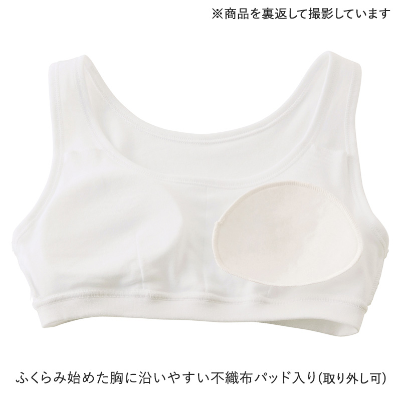 グンゼ 綿100% パット付き ハーフトップ ジュニアブラ 140〜160cm 子供 下着 キッズ ジュニア インナー 女の子 白 ブラジャー スクール