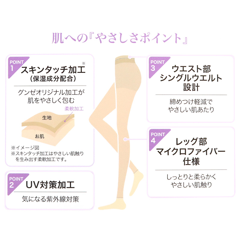 キレイラボ レギンス 28D シアーレギンス レディース グンゼ M L LL gunze kireilabo やわらか 保湿 UV対策 ブラック 黒 ベージュ 肌 10分丈