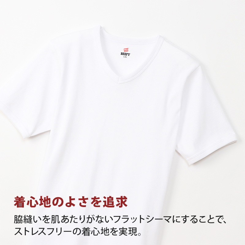 ヘインズ BEEFY-T ビーフィー リブVネックTシャツ S〜XL (Hanes tシャツ メンズ 無地 肌着 半袖 下着 綿 コットン インナー 男性 hanes S M L XL パックT