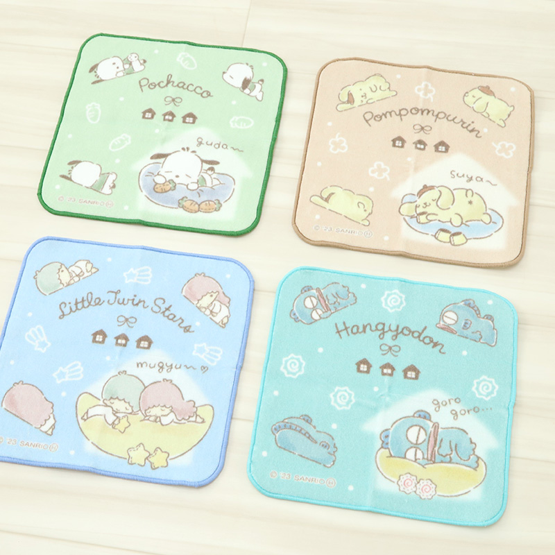 ハンドタオル タオル サンリオ ハンカチ キャラクター キッズ 子供 保育園 幼稚園 小学生 約20×20cm 景品 ウォッシュタオル おしぼりタオル 子供用タオル 入園