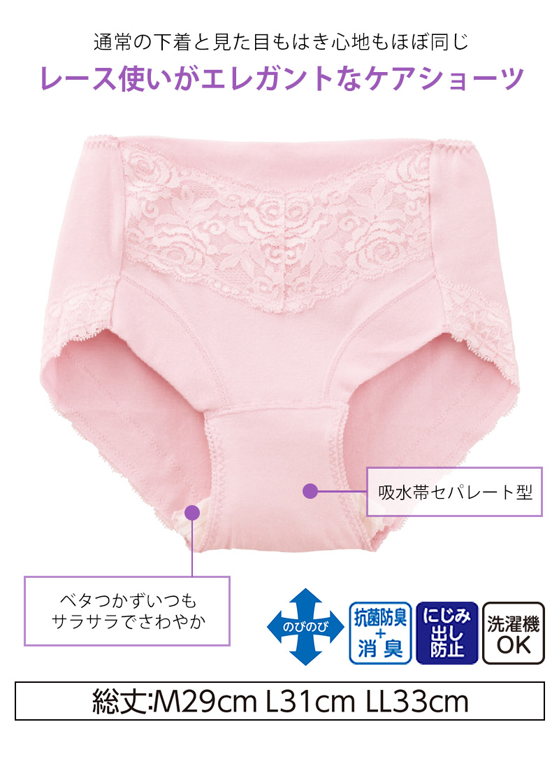 Suteteko 婦人 20cc対応 フロントレース ガードルショーツ M〜LL (軽失禁 尿漏れ レディース パンティー 失禁パンツ 失禁ショーツ 吸水)
