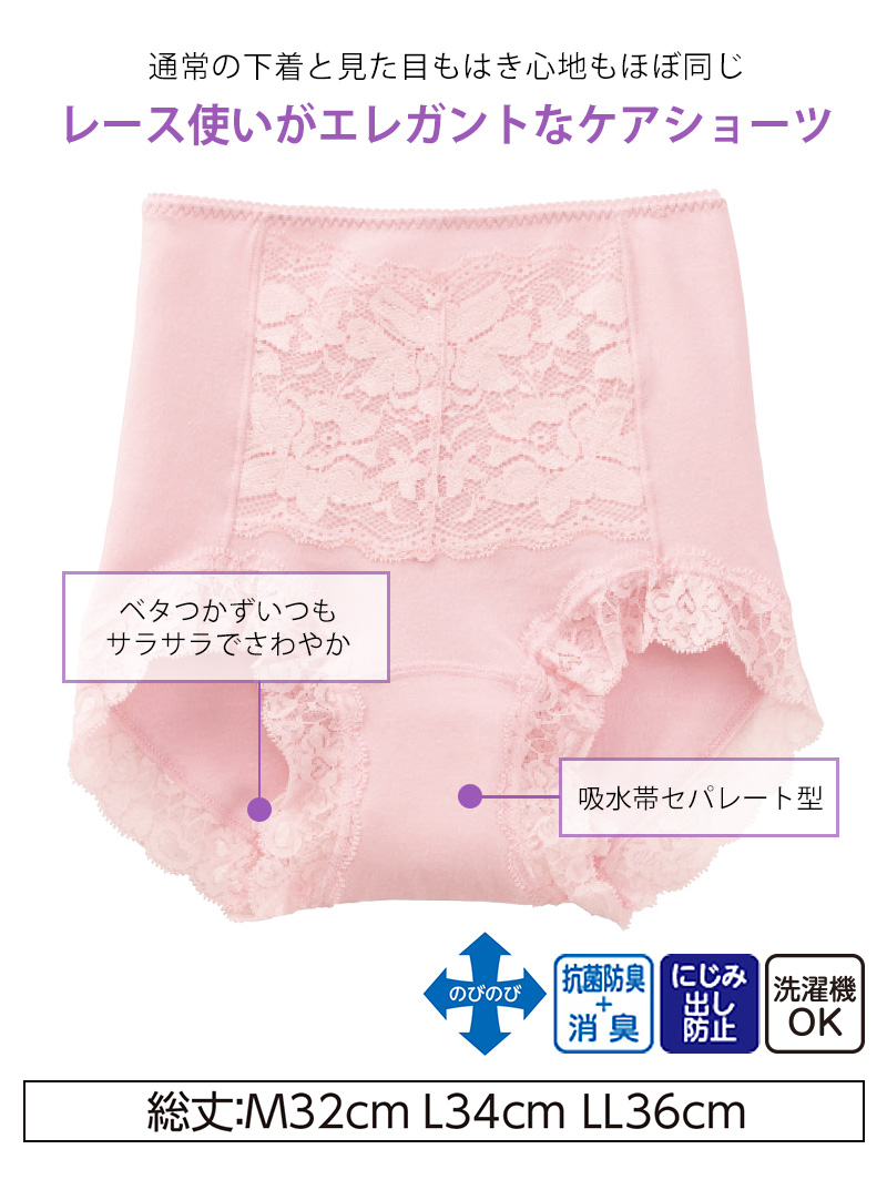 Suteteko 婦人 20cc対応 フロントレースガードル 1分丈ショーツ M〜LL (軽失禁 尿漏れ レディース パンティー 失禁パンツ 失禁ショーツ 吸水)