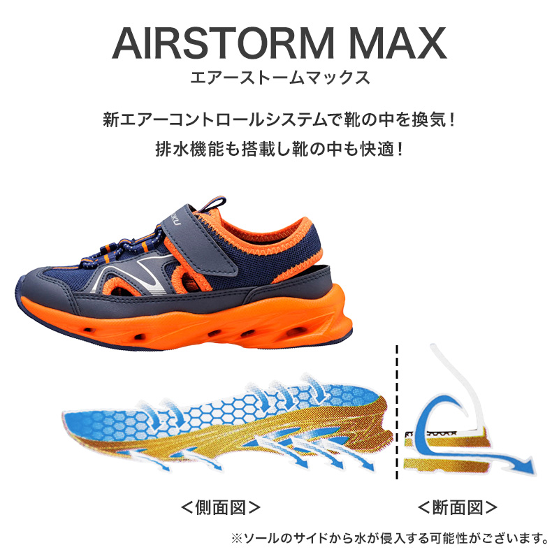 瞬足 キッズ ジュニア サンダルスニーカー 男の子 アキレス 軽量 サンダル 17 18 19 20 21 21.5 22 22.5 23 23.5 24 cm 学校 スクール (送料無料) (在庫限り)