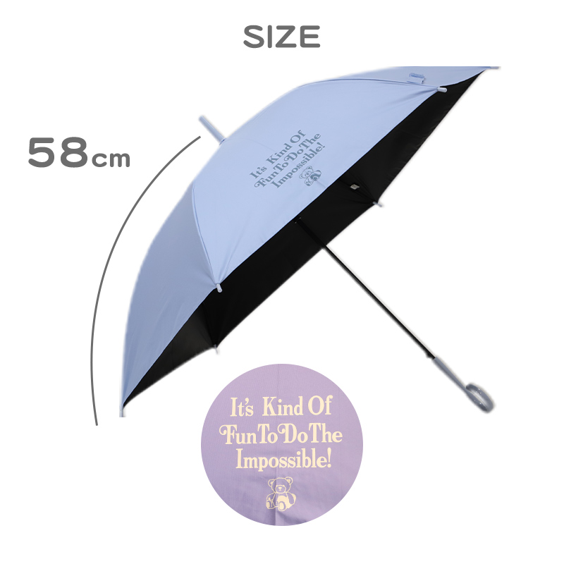 傘 子供 女の子 キッズ 長傘 晴雨兼用 日傘 雨傘 UVカット UPF50+ 58cm かわいい クマ柄 Lovetoxic ラブトキシック 軽量 ワンタッチ