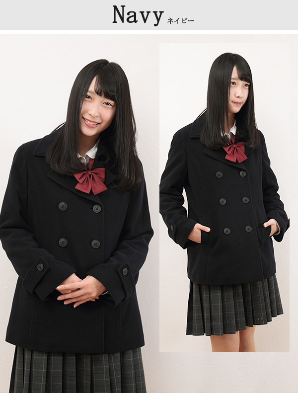 スクールコート 女子 ピーコート ショート丈 高校生 中学生 S〜L MICHELKLEIN 暖かい 女の子 学生 レディース 冬 防寒 可愛い おしゃれ (送料無料) (在庫限り)