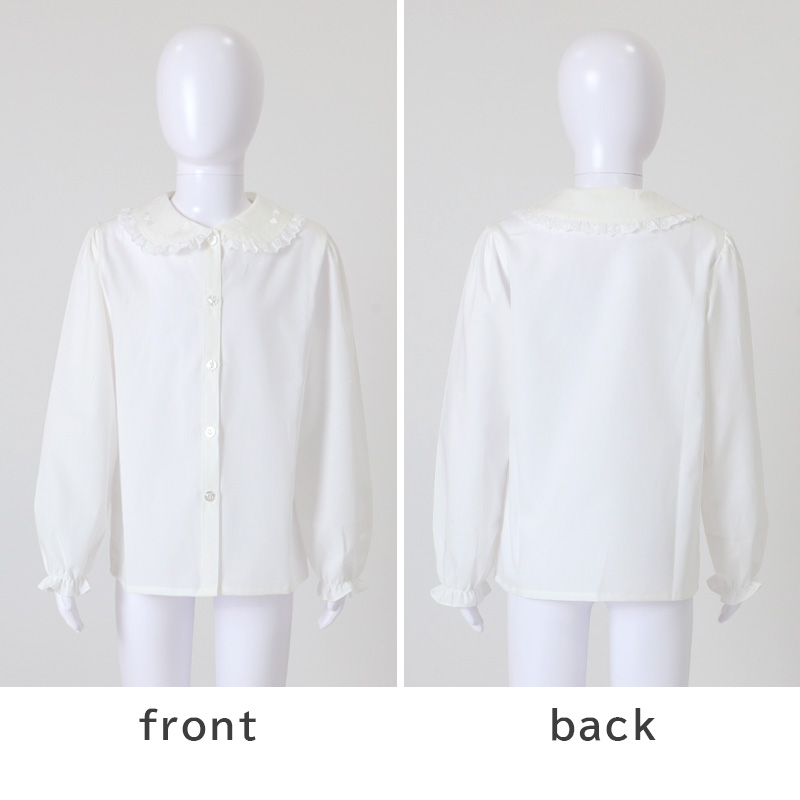 キッズ ブラウス 女の子 長袖 シャツ 丸襟 綿100% 子供服 トップス 100 110 120 130 cm 幼稚園 小学生 小学校 制服 スクールシャツ フォーマル かわいい