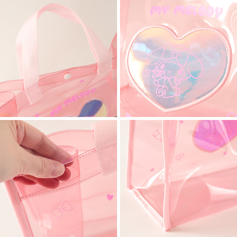 クリアバッグ トート おしゃれ プールバッグ 手提げバッグ シナモン クロミ マイメロ 約36×25×14.5cm 女の子 小学生 中学生 高校生 プールバッグ (在庫限り)