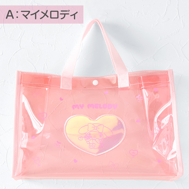 クリアバッグ トート おしゃれ プールバッグ 手提げバッグ シナモン クロミ マイメロ 約36×25×14.5cm 女の子 小学生 中学生 高校生 プールバッグ (在庫限り)