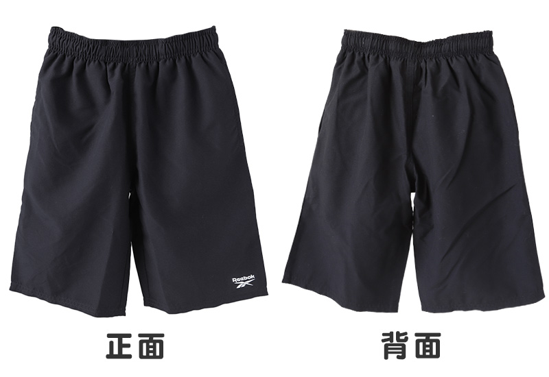 スクール水着 男の子 サーフパンツ キッズ シンプル Reebok 130cm〜170cm ミドル丈 水泳 海 プール 男児 男子 ジュニア 海パン 黒 紺