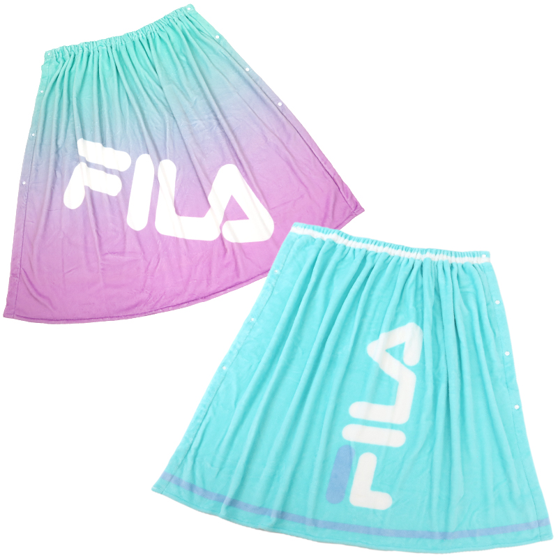 ラップタオル 巻きタオル 100cm キッズ FILA ボーダー カラフル プール タオル 子供 女の子 ビーチタオル バスタオル 小学生 水泳 ジュニア 吸水