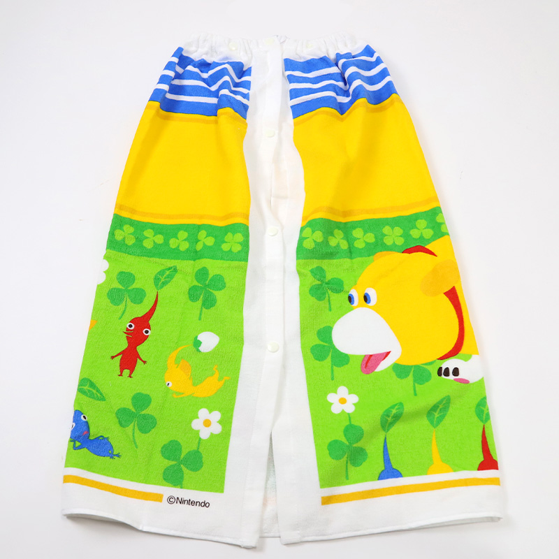 ラップタオル 巻きタオル 綿100% キャラクター かわいい キッズ 子供 80cm丈 ビーチタオル バスタオル 小学生 プール 水泳 男の子 女の子 ジュニア ピクミン