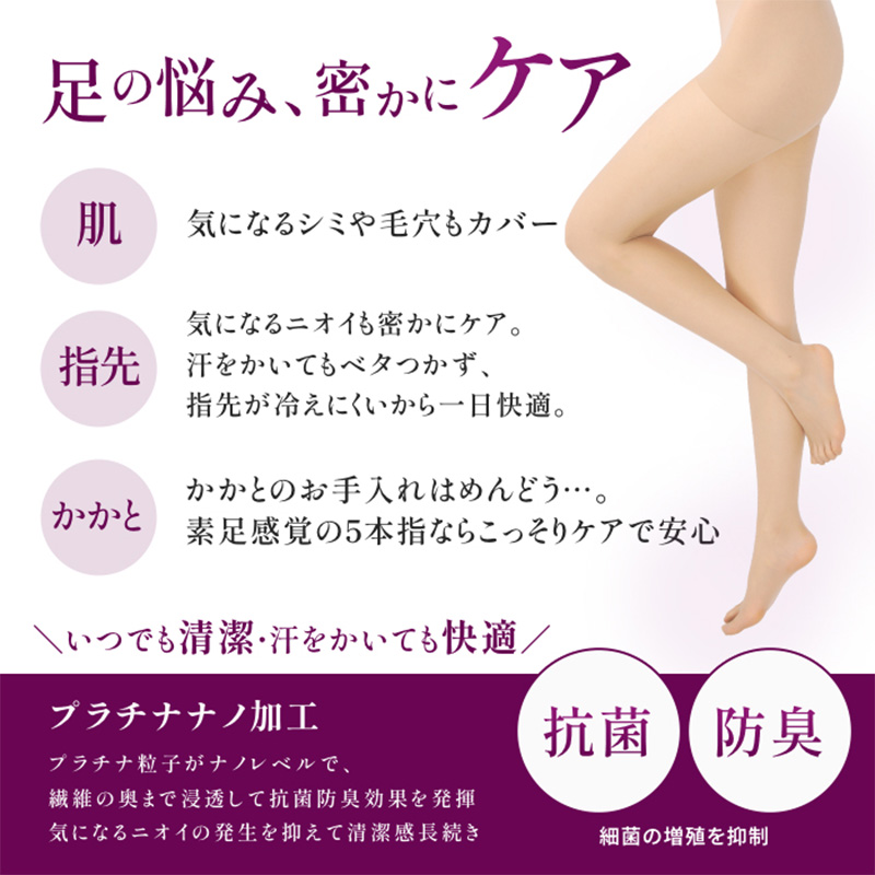 5本指 ストッキング ひざ下 着圧 レディース 伝線しにくい 抗菌 防臭加工 22-25cm 膝下丈 五本指 引き締め 美脚 蒸れにくい ムレ対策 レヴアル 女性 婦人 むくみ