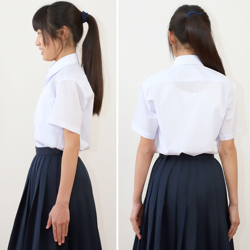 Schoolog スクールシャツ 女子 半袖 カッターシャツ SS(A体)〜3L(B体) (学生服 ワイシャツ 中学生 高校生 女の子 制服 シャツ 形態安定 ノーアイロン Yシャツ)