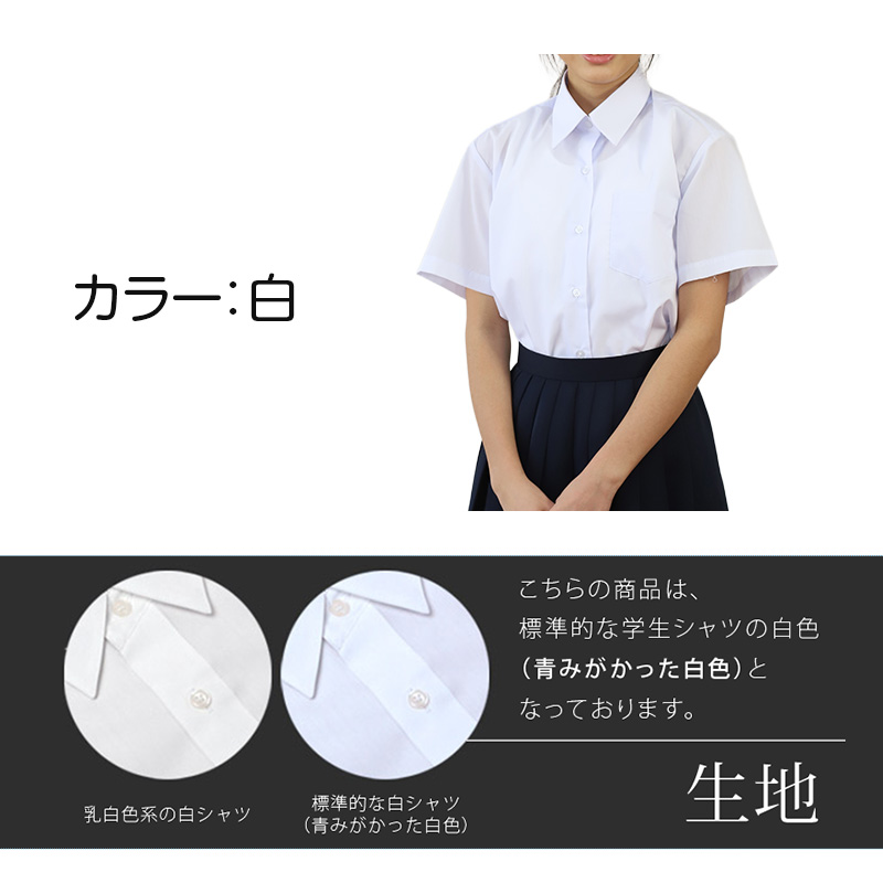 スクールシャツ 半袖 女子 カッターシャツ 学生 フォーマル 大きいサイズ SS S M L LL 3L B体 学生服 ワイシャツ 小学 中学 高校 学校 女の子 (在庫限り)