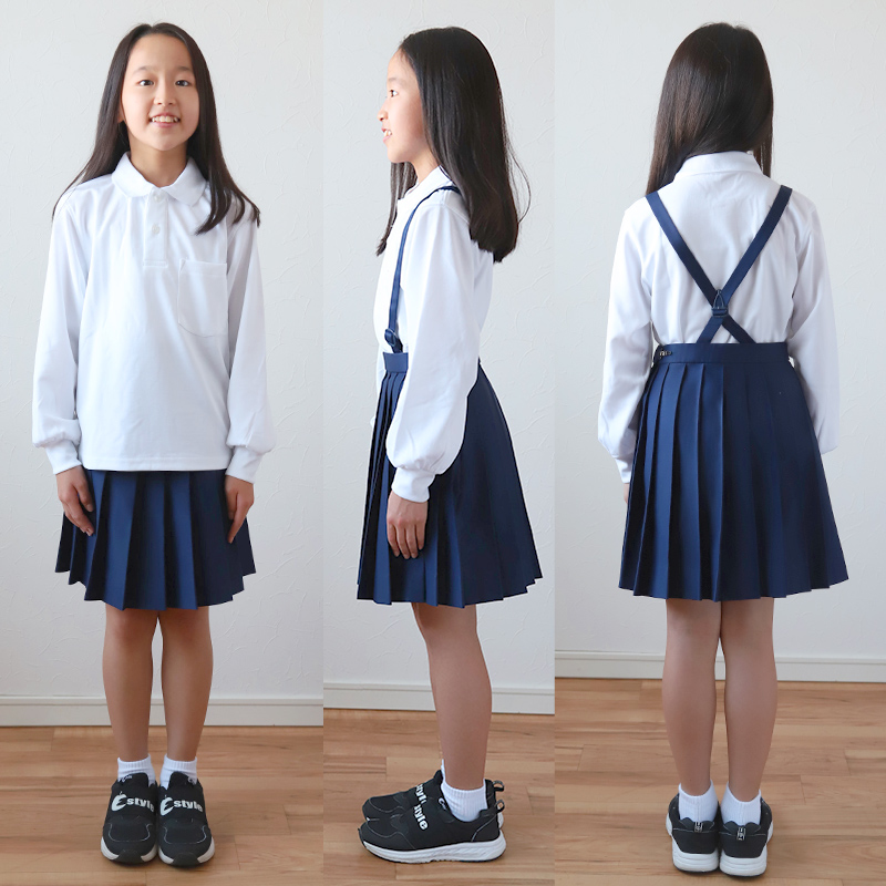 スクール ポロシャツ 長袖 キッズ 子供 スクールシャツ 100cm〜180cm (制服 小学生 小学校 男子 女子 学生服 白 通学用 学校 スクログ)