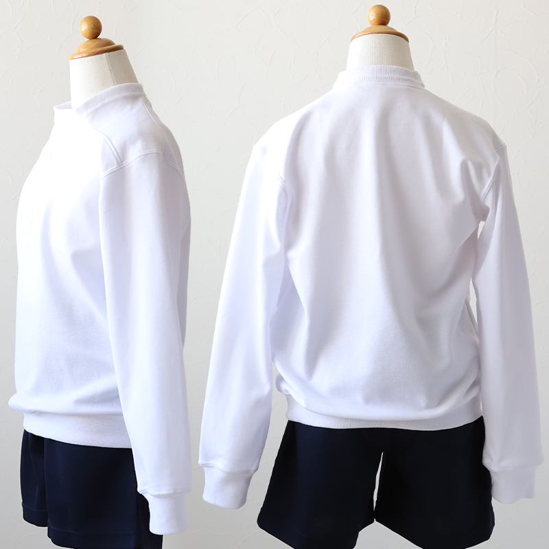 体操服 長袖 ヨーク 大きいサイズ 男子 女子 S〜3L (Ｖ型体操服 体操着 白 小学校 女の子 男の子 速乾 子供 綿混 長そで キッズ)