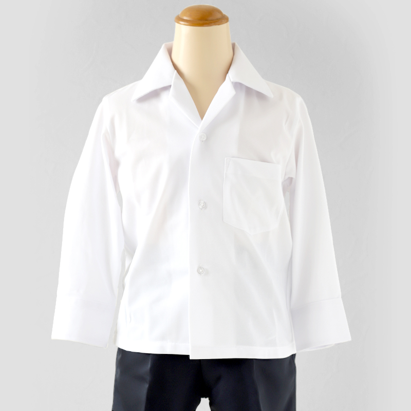 ストレッチ スクールシャツ 長袖 男子 開襟シャツ 110cmA〜180cmB B体 学生服 ワイシャツ 中学生 高校生 男の子 制服 シャツ ノーアイロン Yシャツ
