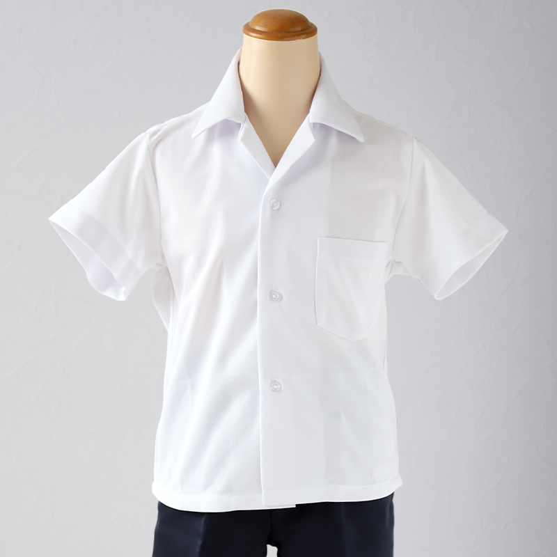 ストレッチ スクールシャツ 半袖 男子 開襟シャツ 110cmA〜180cmB (B体 学生服 ワイシャツ 中学生 高校生 男の子 制服 シャツ ノーアイロン Yシャツ スクログ)