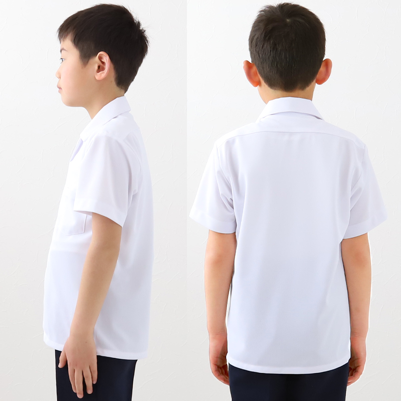 ストレッチ スクールシャツ 半袖 男子 開襟シャツ 110cmA〜180cmB (B体 学生服 ワイシャツ 中学生 高校生 男の子 制服 シャツ ノーアイロン Yシャツ スクログ)