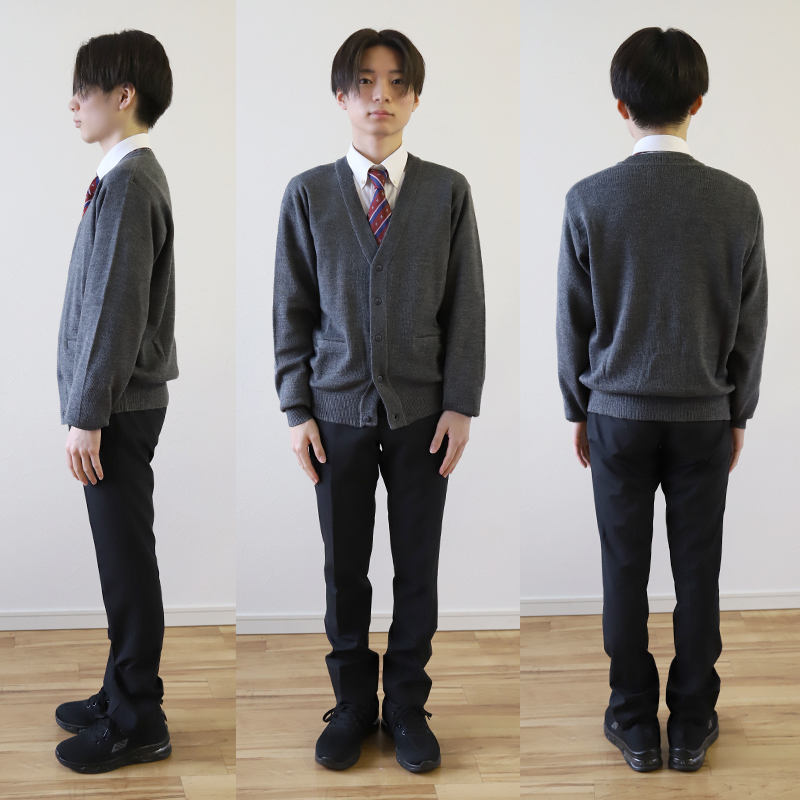 スクール カーディガン 男子 秋 冬 ウール混 Vネック S〜3L (制服 ニット 高校生 中学生 暖かい あったか 学生 メンズ 無地 大きいサイズ S M L LL 3L)