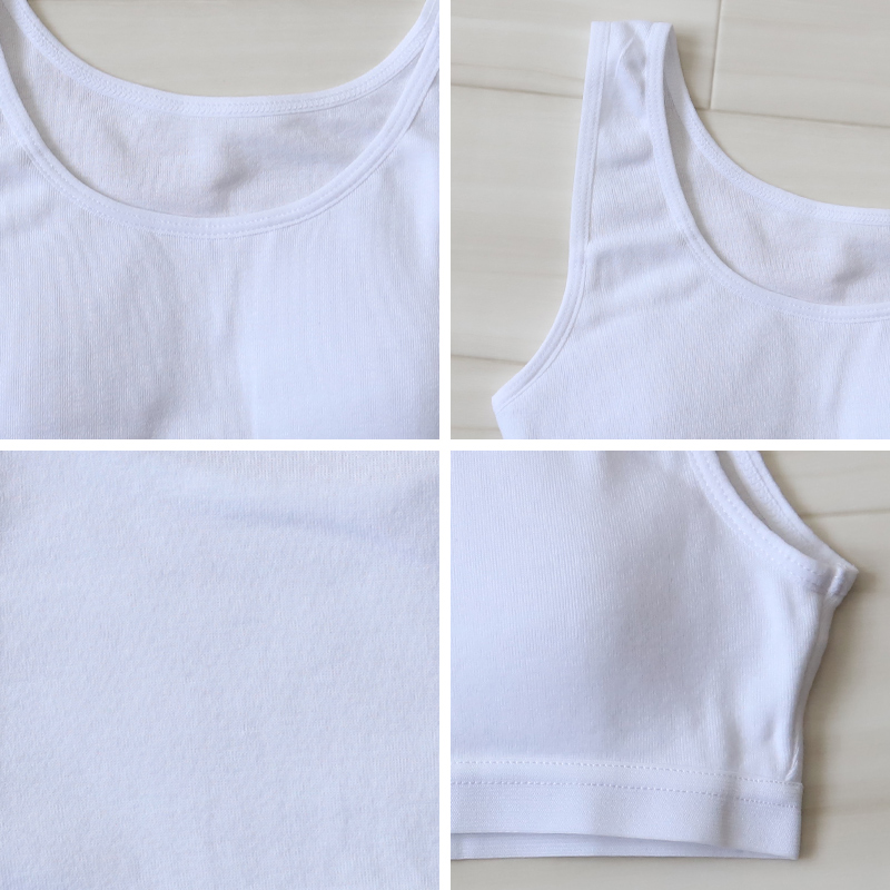 綿100％ カップ付き ハーフトップ ジュニア 肌着 女の子 130〜165cm (子供 肌着 子ども キッズ インナー 小学生 中学生 スクール 女児 白 無地)