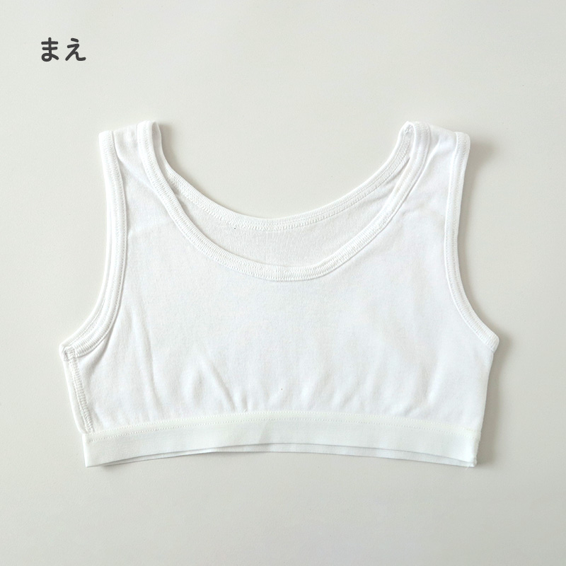 綿100％ ハーフトップ 胸二重 女の子 キッズ ジュニア 140cm〜160cm スクール インナー 小学生 中学生 肌着 スクール 胸2重 ガールズ 女児 140 150 160