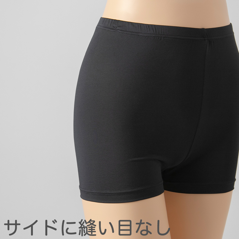 重ね履きパンツ オーバーパンツ 透け防止 1分丈 吸汗速乾 ドライ 快適 フィット感 優しい ストレッチ インナー サラサラ やや薄手 無地 ブラック 黒 M L LL