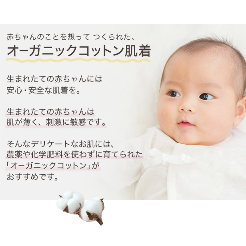 新生児 肌着 セット 綿100 5枚組 出産準備 出産祝い  50-60cm 綿100% コットン オーガニック 男の子 女の子 かわいい ベビー服 肌着セット コンビ肌着 ギフト