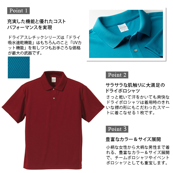 レディース 4.1オンス ドライアスレチックポロシャツ XL〜XXXXL (United Athle アウター ポロシャツ カラー) (取寄せ)