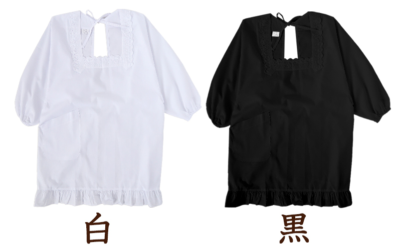 割烹着 かっぽう着 シンプル 黒 白 無地 撥水 短め フォーマル M・L 着物用 割烹 着 スモック かっぽうぎ フリル レディース レトロ カフェ 喫茶店 調理士 料理