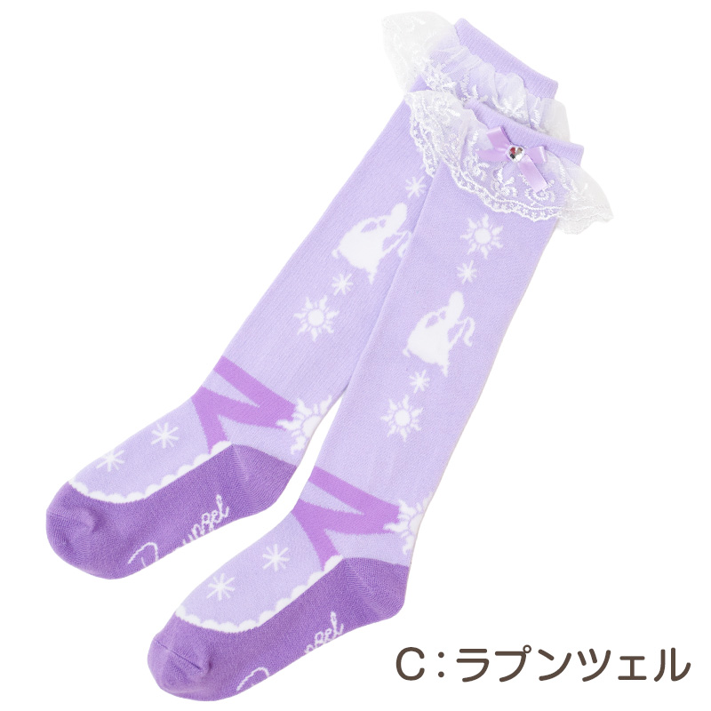 キッズ ハイソックス 女の子 靴下 子供 プリンセス ディズニー リボン フリル レース ラインストーン かわいい おしゃれ ガールズ 子ども 1