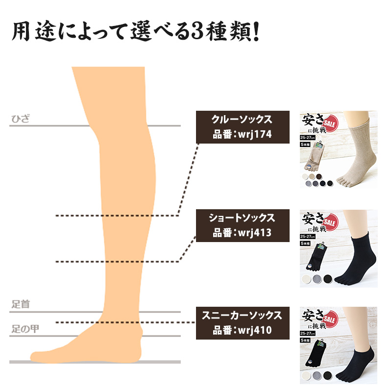 メンズ 5本指ソックス スニーカー丈 くるぶし お試し かかとあり 25-27cm・27-29cm 靴下 スニーカーソックス 五本指ソックス 安い
