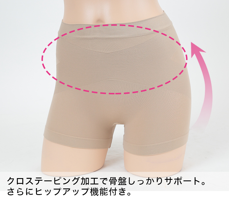 ガードル 骨盤 ヒップアップ 補正下着 レディース 1分丈 M-L・L-LL (骨盤サポート 骨盤ガードル 補整下着 ぽっこりお腹 インナー ボトム 一分丈) (在庫限り)