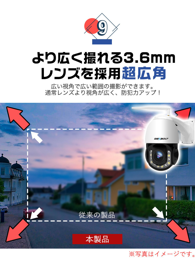 防犯カメラ 屋外 800万画素 パンチルト 30倍ズーム ネット不要 夜間 