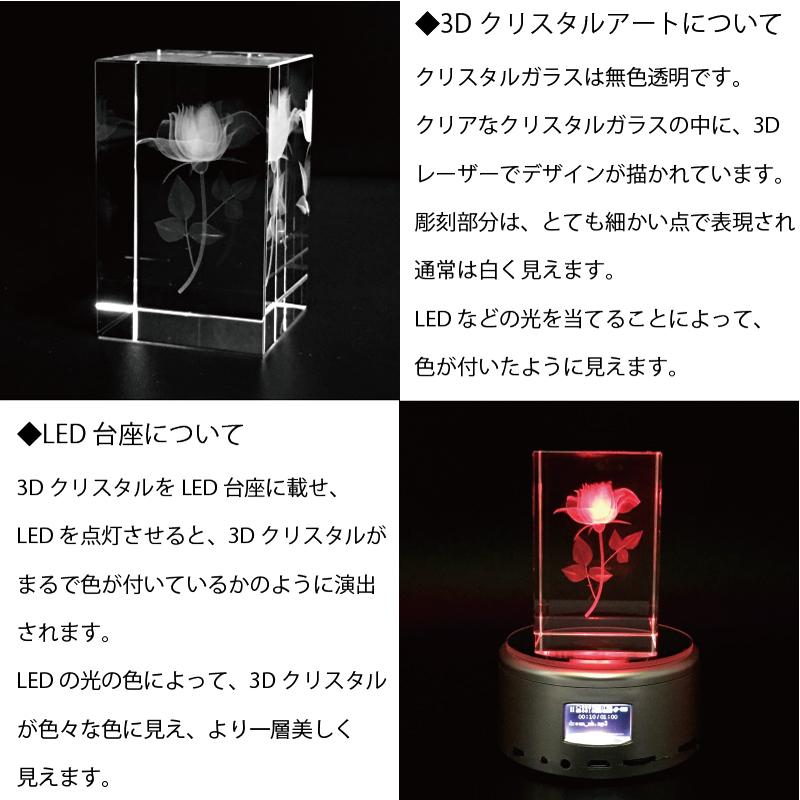 インテリア雑貨 オルゴール プレゼント LED 台座 光る 回る 奏でる 36曲 スタンド 3D クリスタル ガラス オーナメント フィギュア  載せ替え お薦め 売れ筋